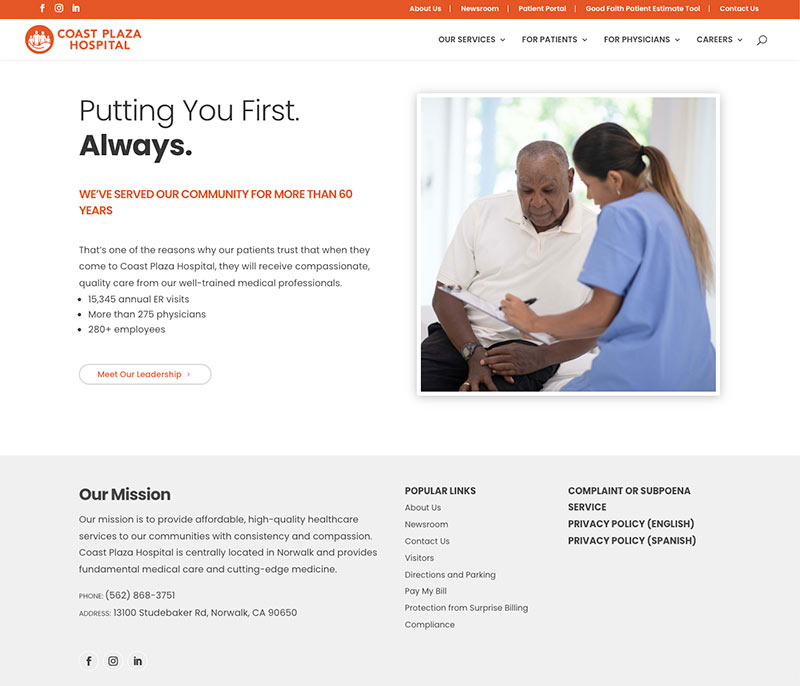 Coast Plaza Medical Website Design