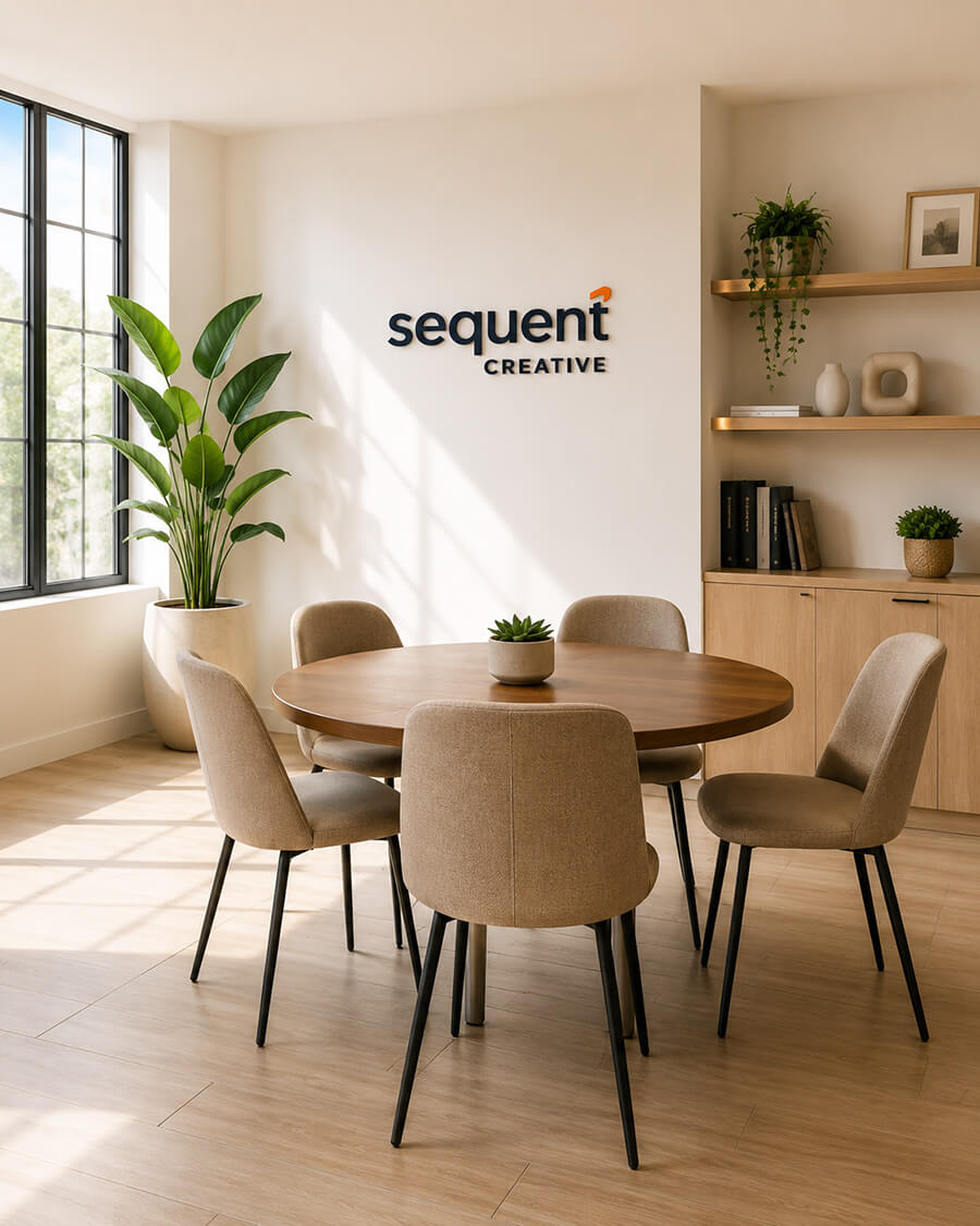 Modern office with round table and chairs